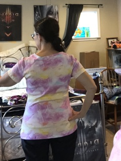 T-shirt back (hemmed) T-shirt, made by me, back view