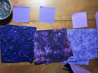 Squares for practice quilt Purple fabric squares for a practice quilt